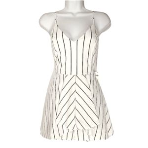 PURPLE SNOW White And Black Striped Medium Sleeveless Romper Dress NWT